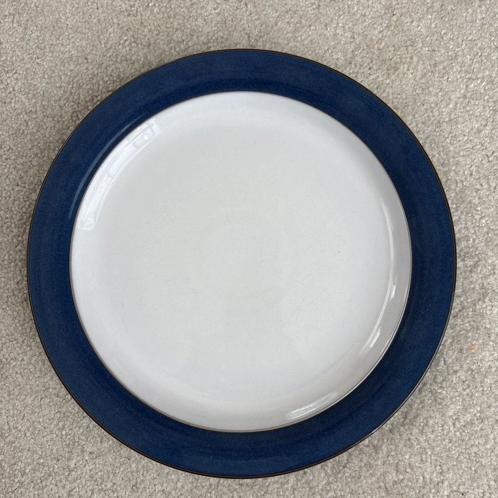 Denby Pottery Boston Blue Stoneware Dinner Plates Made in England 10.5